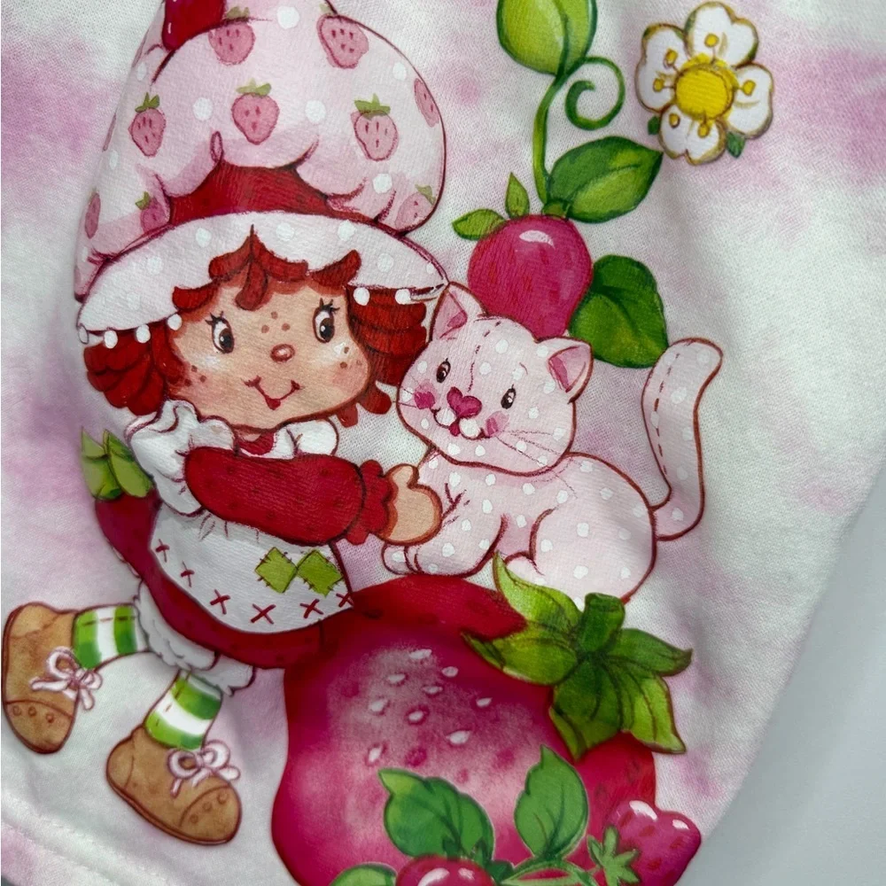 EUC Strawberry Shortcake Drawstring Lounge Shorts | Pink / White Tie Dye size XL - Picture 4 of 6